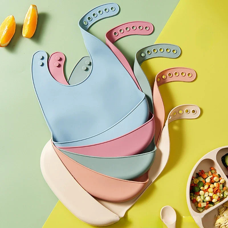 Waterproof Baby Bibs Silicone - 1/2 Buah Bib Bayi Dapat Disesuaikan