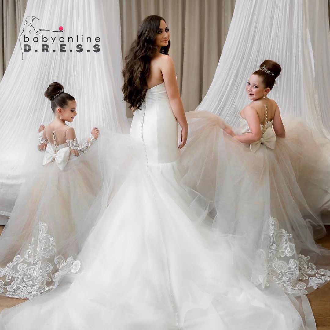 Toddler Girl Tulle Party Dress - Gaun bunga Tulle renda untuk balita