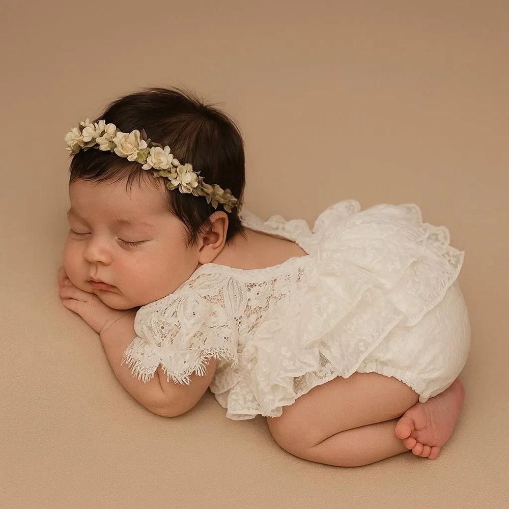 Newborn Baby Girl Romper Floral - Pakaian Fotografi Bayi Baru Lahir Gaun