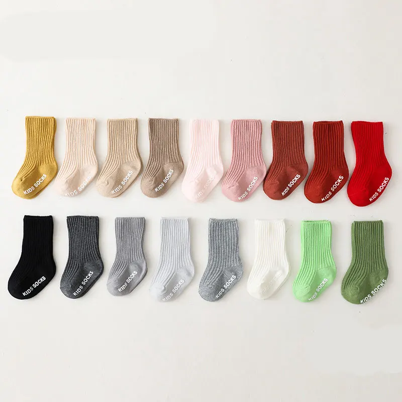 Unisex Baby Socks Non Slip - Kaus Kaki Lantai Huruf Putih Solid