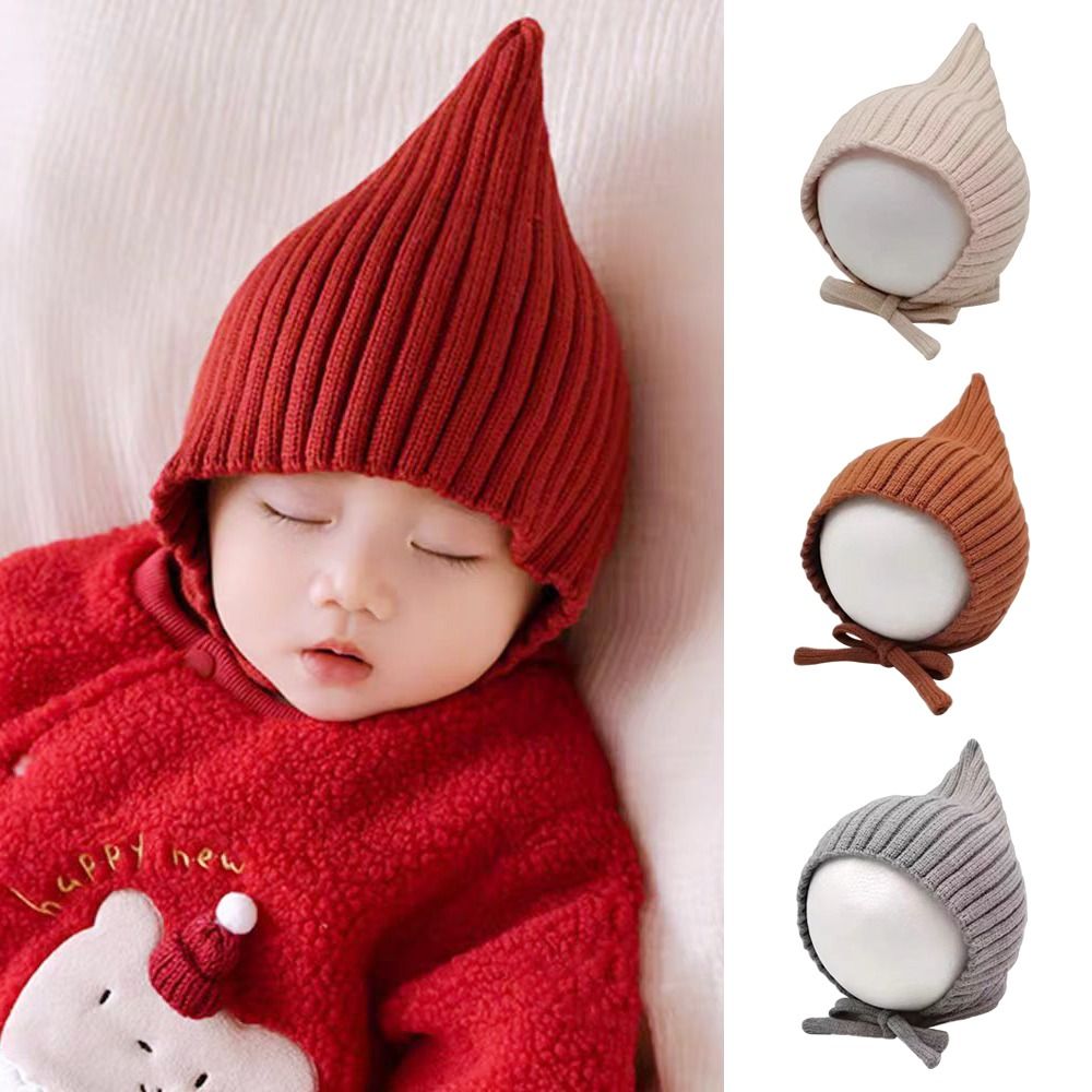 Infant Beanie Hat With Ears - Topi Bayi Warna Solid Lucu Topi