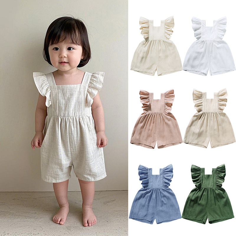 Baby Summer Linen Sleeveless Jumpsuit - Pakaian Bayi Musim Panas Unisex, Romper
