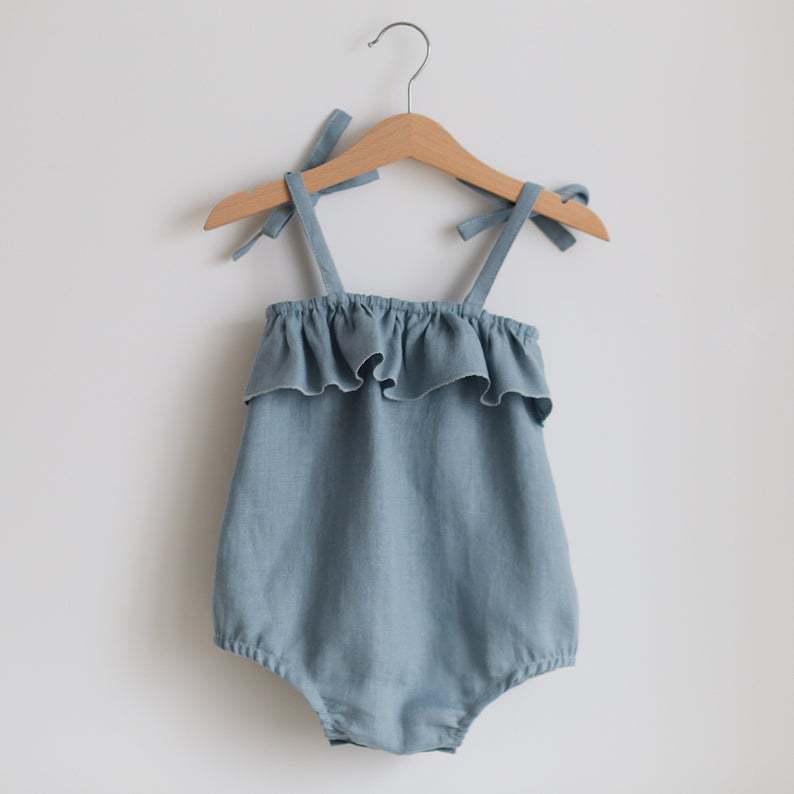 Baju Anak Perempuan Bayi Musim - Baby Summer Linen Sleeveless Jumpsuit ulasan dan harga