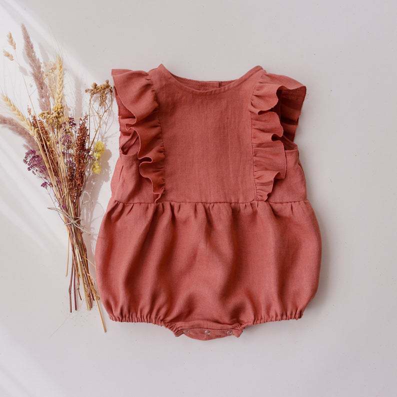 Romper Bayi Perempuan Bayi Bar - Baby Summer Linen Sleeveless Jumpsuit ulasan dan harga