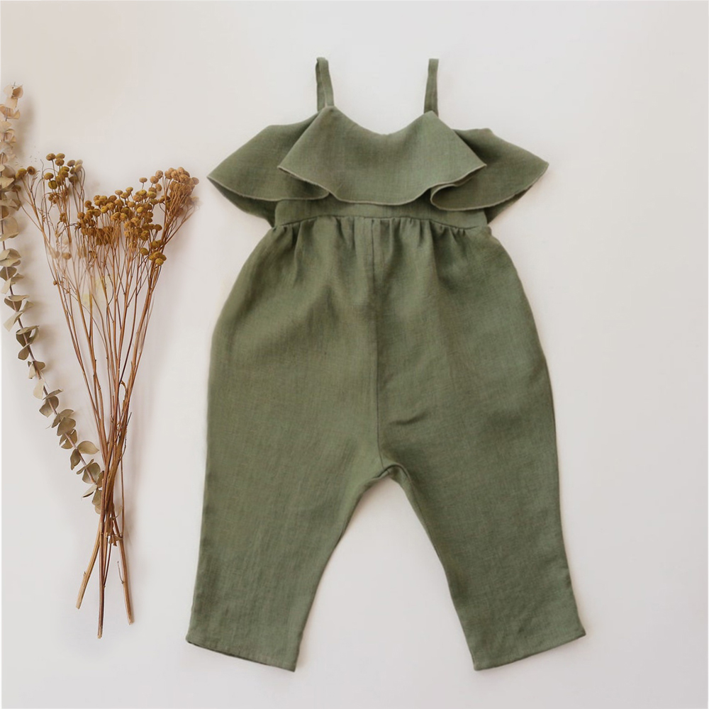 Jumpsuit bayi perempuan, pakai - Baby Summer Linen Sleeveless Jumpsuit ulasan dan harga