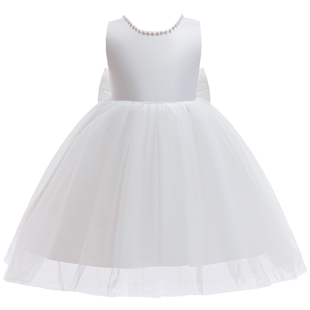 Gaun Pesta Komuni Putih Elegan - Toddler Girl Tulle Party Dress ulasan dan harga
