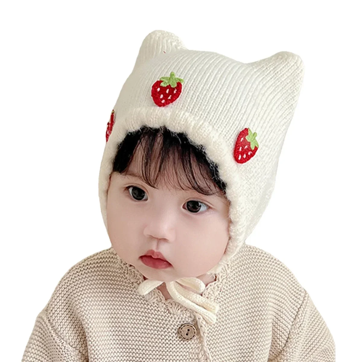 Topi Bayi Perempuan Musim Gugu - Infant Beanie Hat With Ears ulasan dan harga